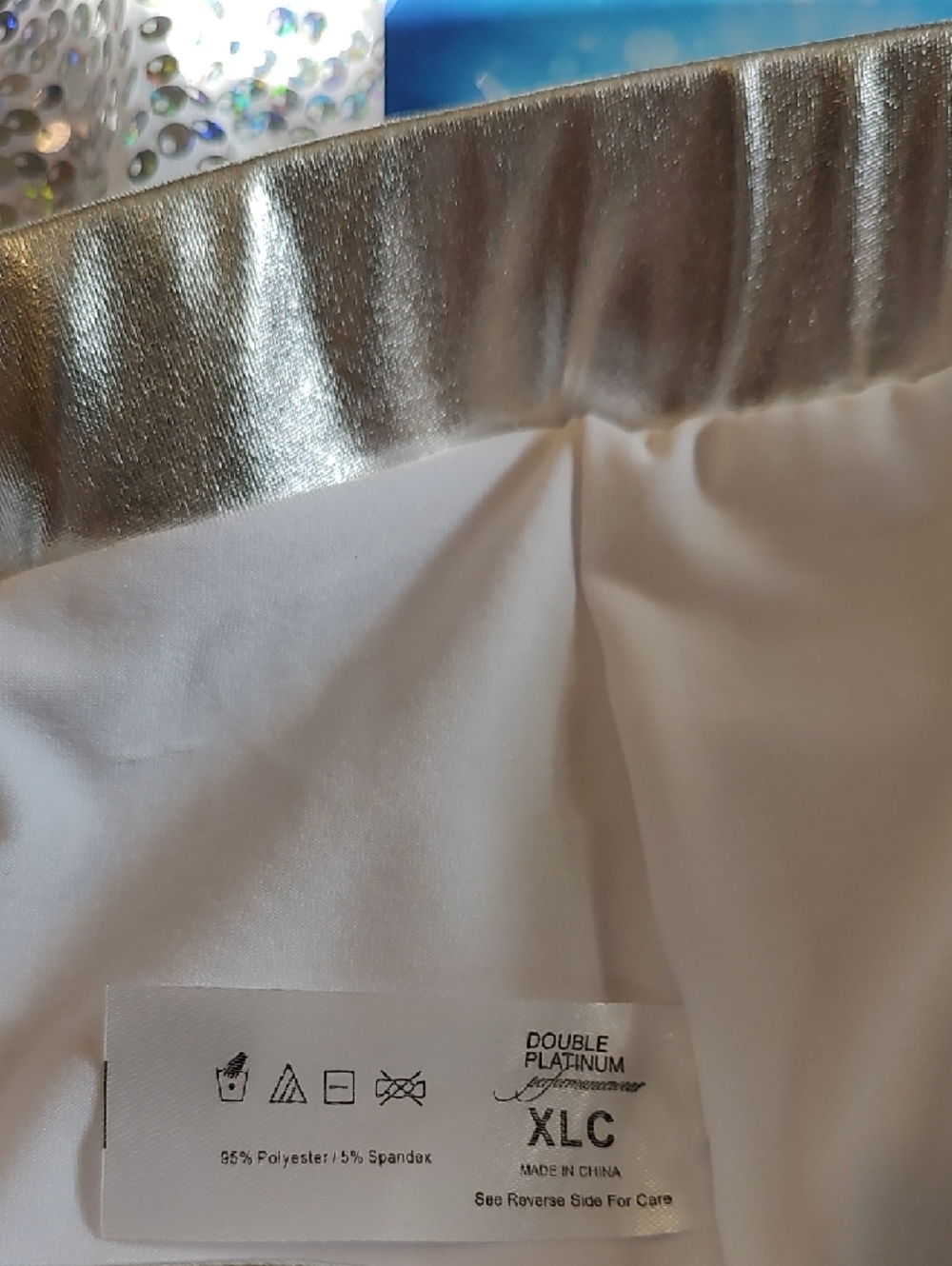 Silver Sequin Leggings - Sparkle High-Waist Stretch Pants - Picture 8 of 10